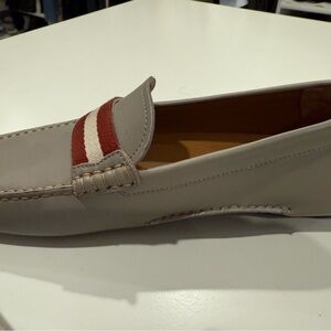 Men's Beige Loafers with Red Stripe